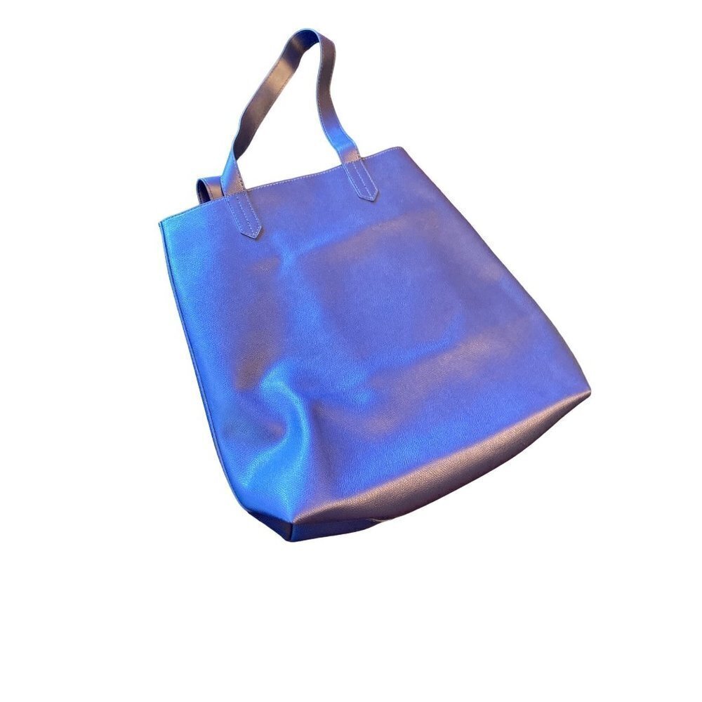 Royal Blue Vinyl Drop Strap Tote Bag Vegan Leather - Picture 5 of 5